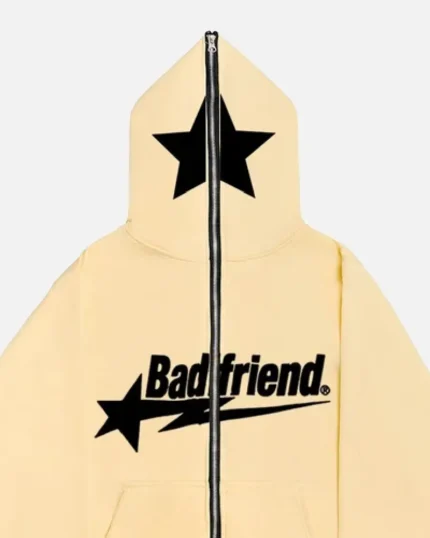 Bad Friend Full Zipper Hoodie Beige/Black