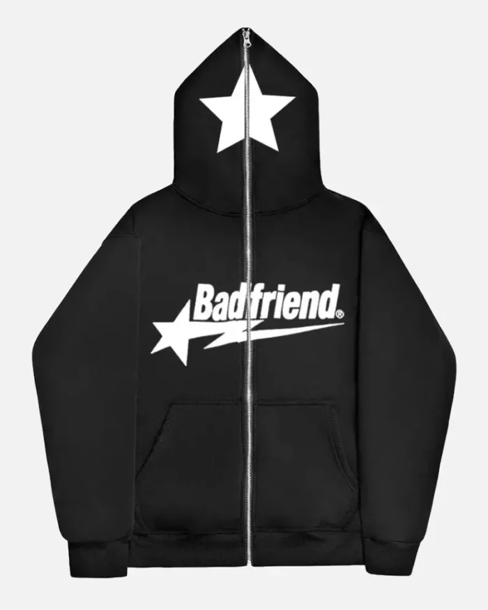 Bad Friend Full Zipper Hoodie Black/White