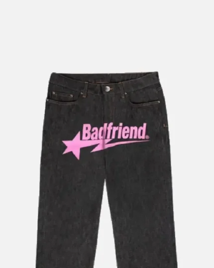 Bad Friend Latter Printed Jeans Black/Pink