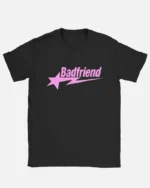 Bad Friend Letter Print Shirt Black/Pink