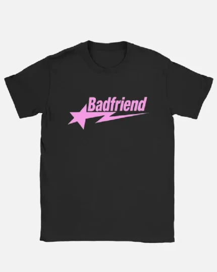 Bad Friend Letter Print Shirt Black/Pink