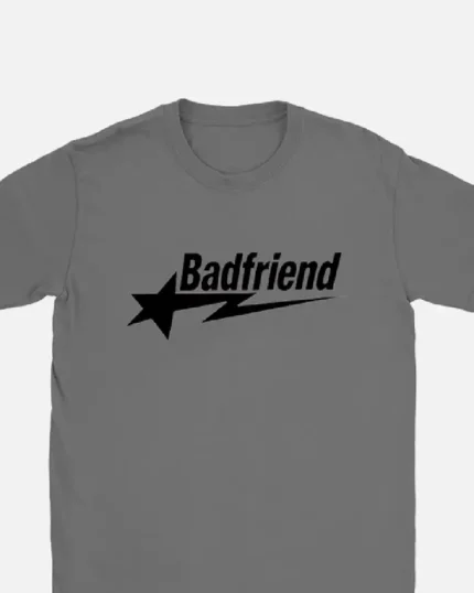 Bad Friend Letter Print Shirt Dark Grey/Black