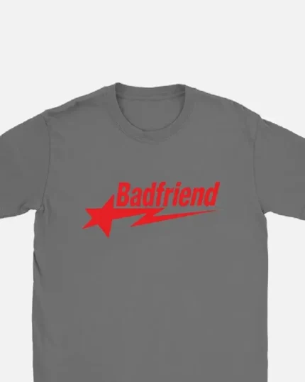 Bad Friend Letter Print Shirt Dark Grey/Red