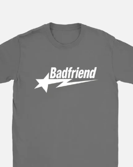 Bad Friend Letter Print Shirt Dark Grey/White