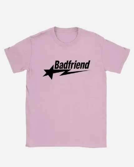 Bad Friend Letter Print Shirt Pink/Black