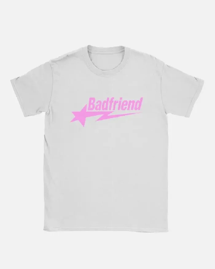 Bad Friend Letter Print Shirt White/Pink