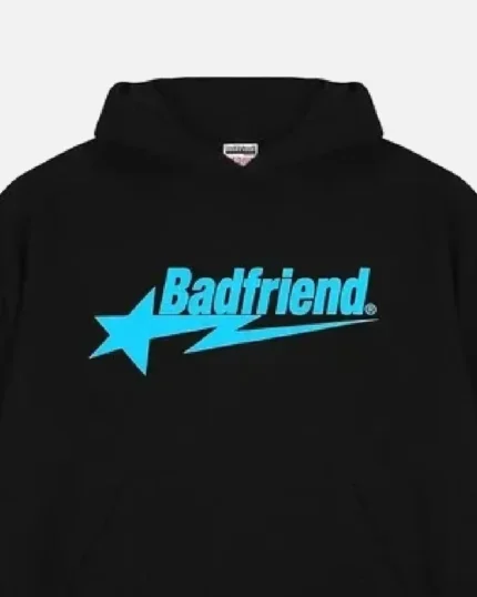 Bad Friend Letter Printed Hoodie Black/Blue