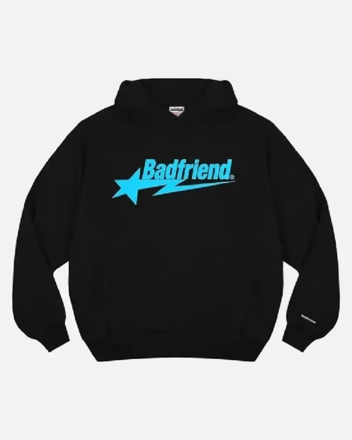 Bad Friend Letter Printed Hoodie Black/Blue