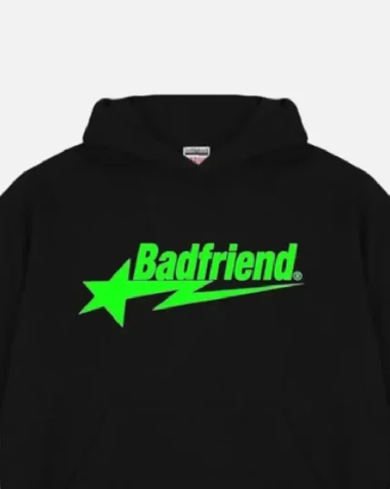 Bad Friend Letter Printed Hoodie Black/Green