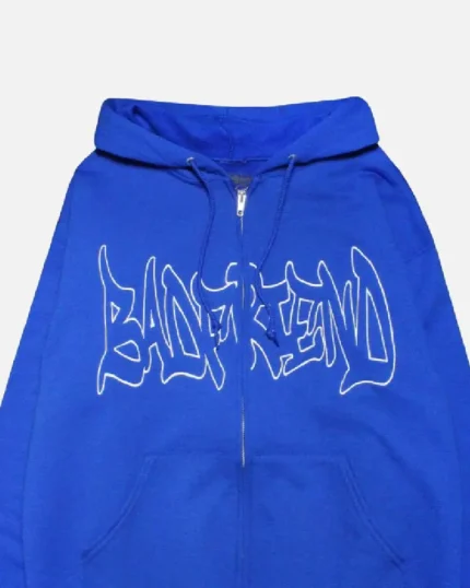 Bad Friend Graffiti Zip Up Hoodie Blue